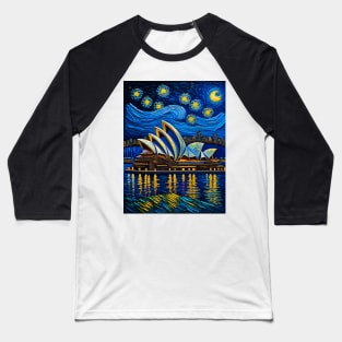 Sydney Opera House in Starry Night Baseball T-Shirt